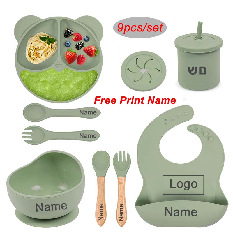 Baby Food Menu - Juego de vajilla de silicona con
