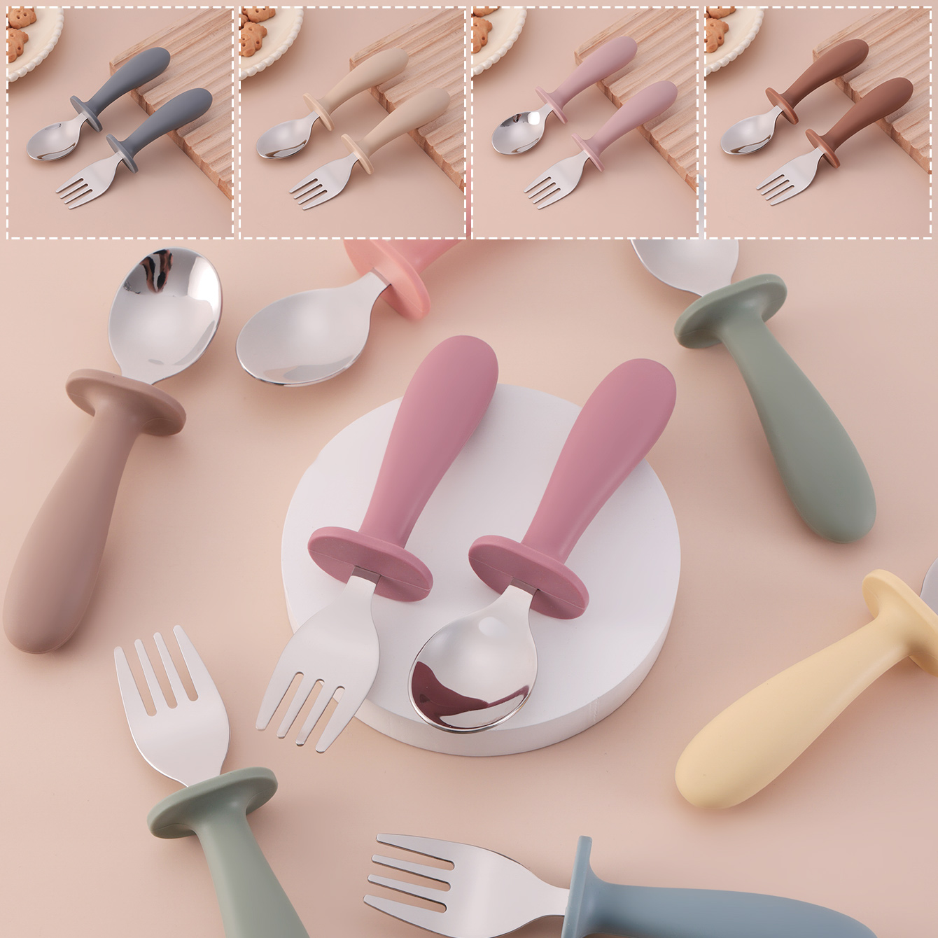 Baby Food Utensils Set - Color niños 2 uds juego de