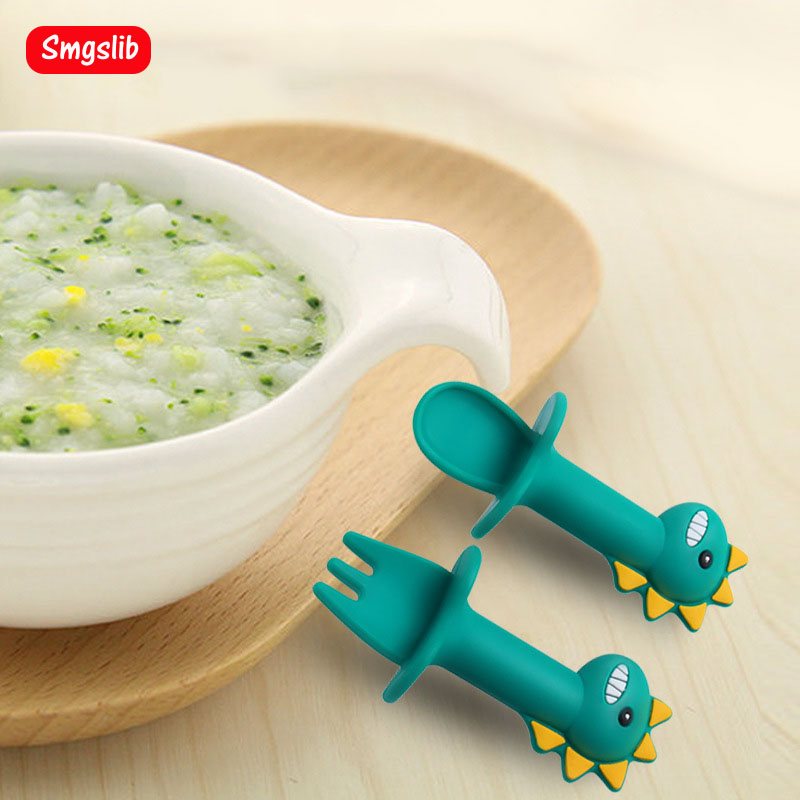 Vajilla de silicona de dinosau - Baby Food Utensils Set reseña y precio
